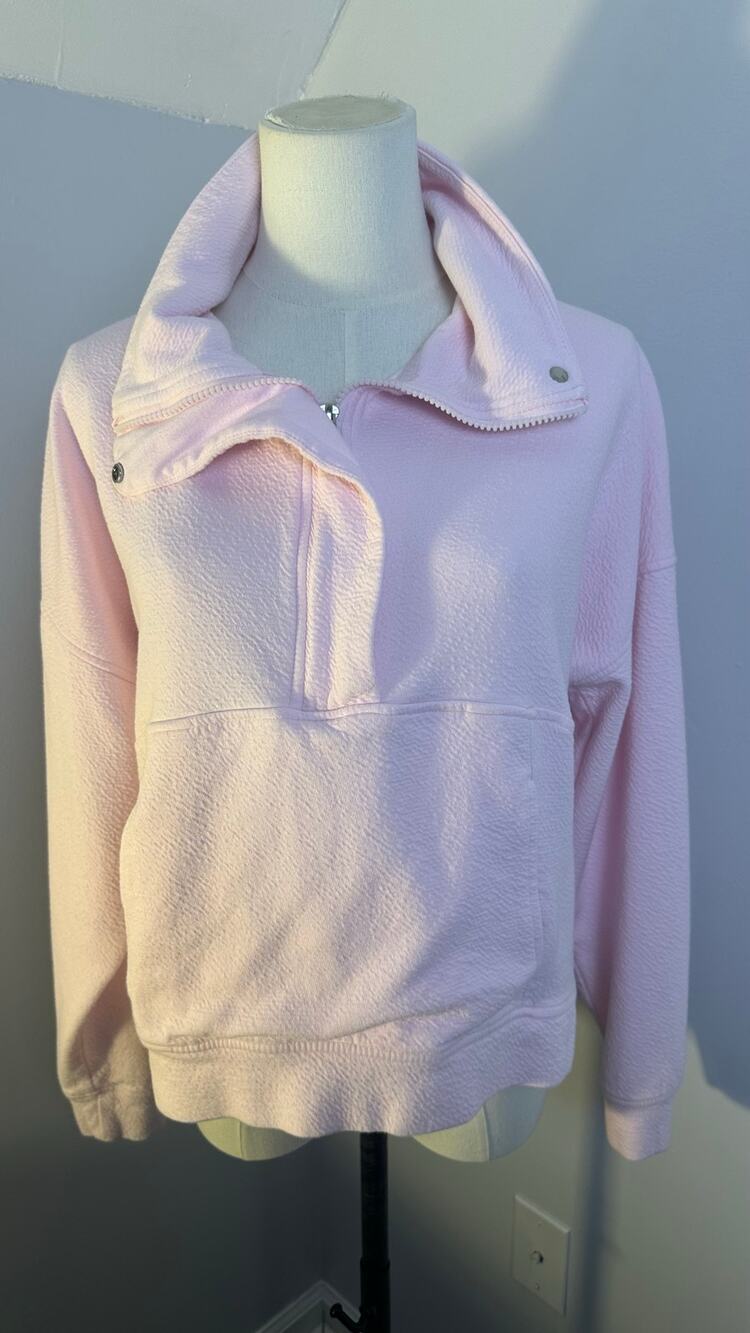 Danskin Women Sweatshirt Pink Cozy Half Zip Pullover Athleisure Petite S